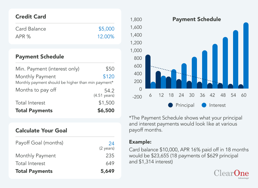 Credit Card Payment Calculator - Example Scenario